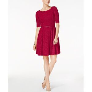 Charter Club Petite Belted Lace Dress